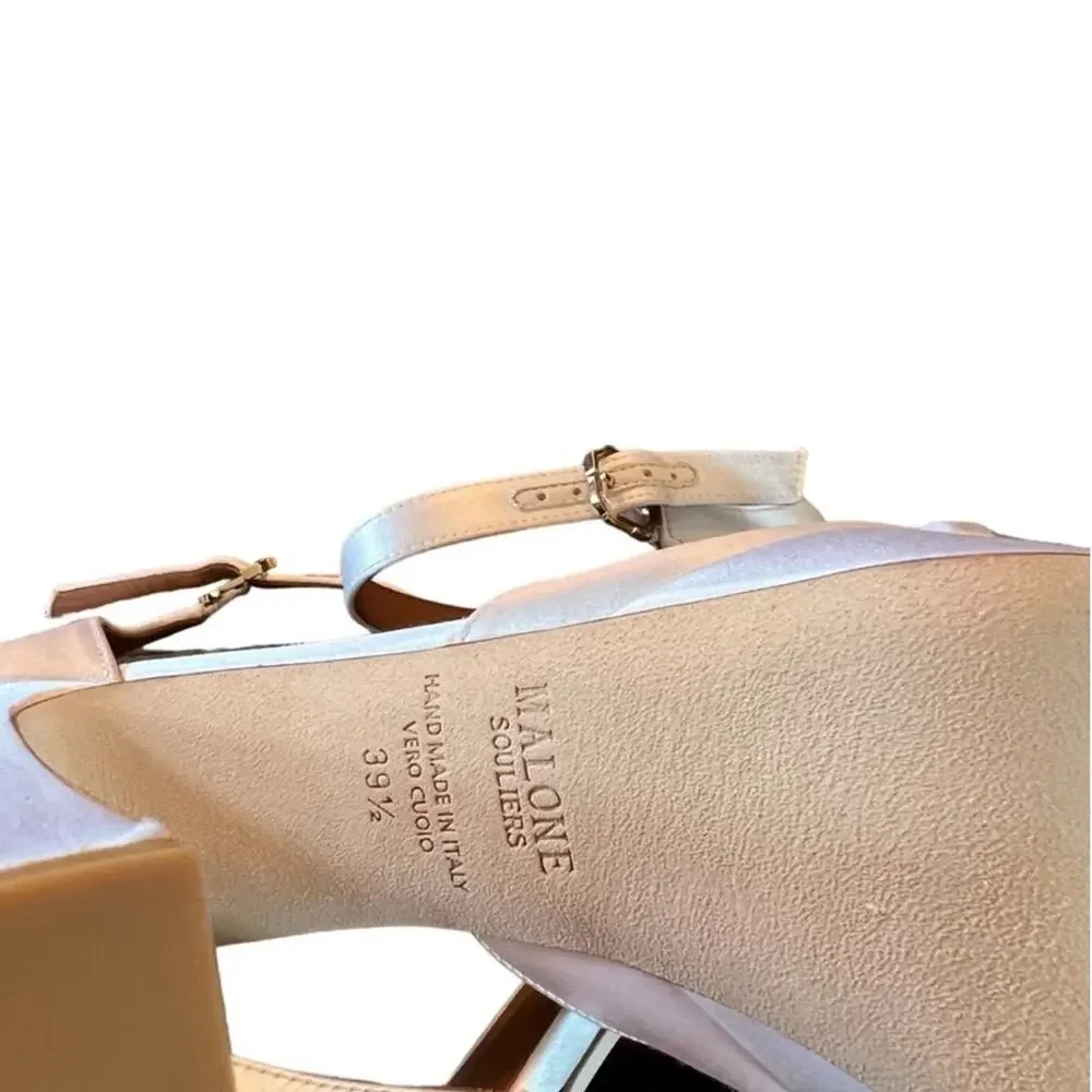 Malone Souliers Yurkia Crystal Platform  Block Heesl Open Toe NEW EU 39.5 US 9.5